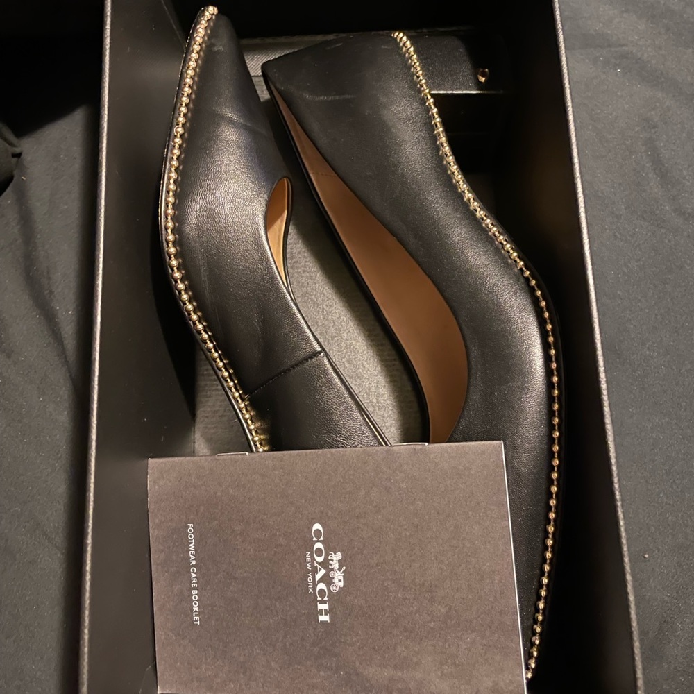Black block coach heels